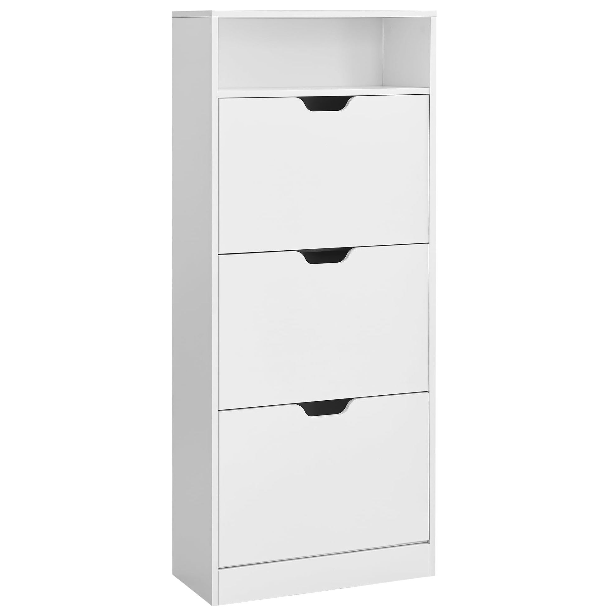 VASAGLE Schuhkipper LBC046W01 3 Klappen - Wolkenweiss. Rechteckiger Schrank zur vertikalen, platzsparenden Schuhaufbewahrung im Flur.