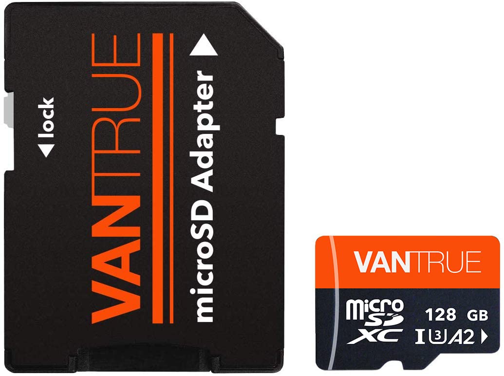VANTRUE microSD Speicherkarte 128GB UHS-I U3 A2 4K inkl. SD-Adapter mit 100 MB/s Lesegeschwindigkeit