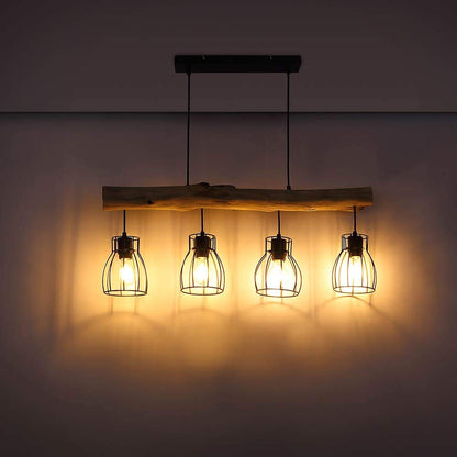 GLOBO Design Pendelleuchte 15326-4N – Holz Balken