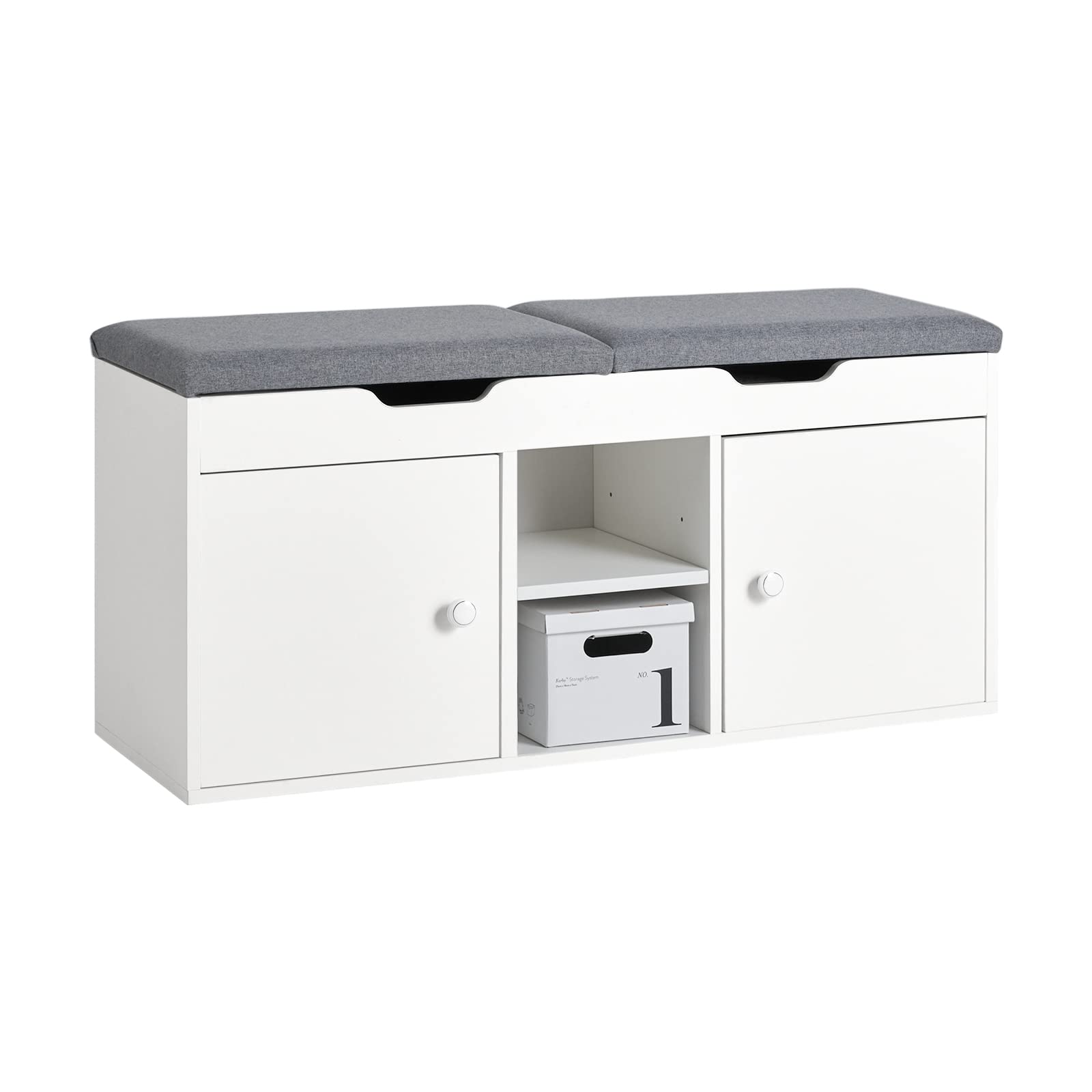 SoBuy Schuhbank FSR96-W. Weiße, 100cm lange, gepolsterte Sitzbank zur Schuhaufbewahrung und als Sitzgelegenheit.