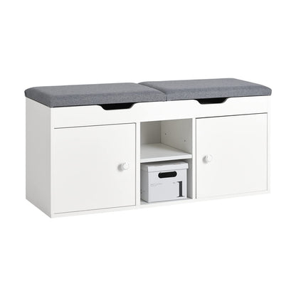 SoBuy Schuhbank FSR96-W. Weiße, 100cm lange, gepolsterte Sitzbank zur Schuhaufbewahrung und als Sitzgelegenheit.