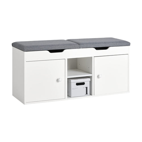SoBuy Schuhbank FSR96-W. Weiße, 100cm lange, gepolsterte Sitzbank zur Schuhaufbewahrung und als Sitzgelegenheit.