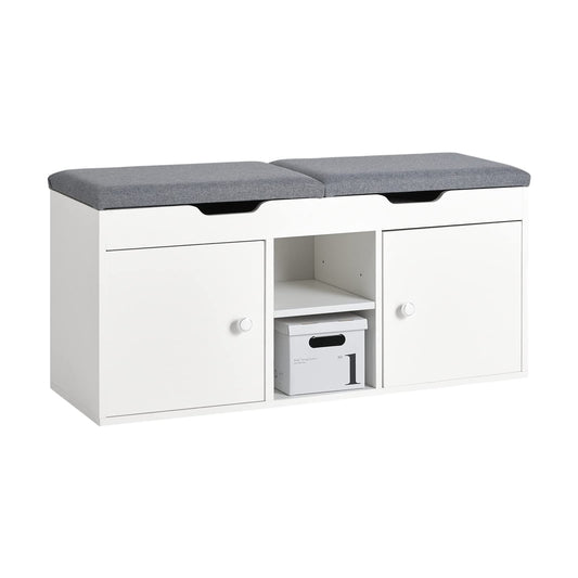 SoBuy Schuhbank FSR96-W – Sitzbank gepolstert, weiss, 100cm