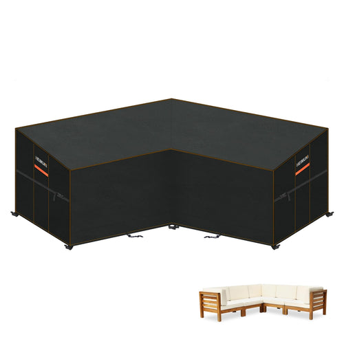 HEIMUNI Loungemöbel Abdeckung L-Form wasserdicht 220x220x87 cm aus 420D Oxford-Gewebe mit Schnallengurten