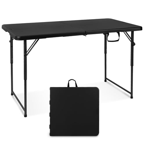 Byliable Klapptisch Outdoor-Tisch 120cm Höhenverstellbar – Schwarz. Rechteckiger, schwarzer Falttisch für Camping & Garten.