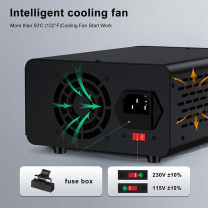 WANPTEK POWER Labornetzteil 30V 10A Labornetzgerät mit 3-Speicher und Sperrschlüssel, Netzgerät Regelbar mit OCP-Schutz/Ausgänge/USB-Schnellladung / 4-stellige LED-Anzeige