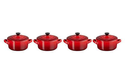 Le Creuset Mini Cocottes Steinzeug 4er-Set – Kirschrot 200ml