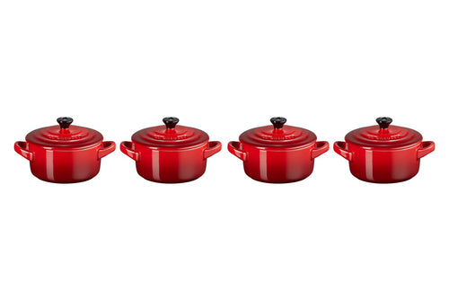 Le Creuset Mini Cocottes Steinzeug 4er-Set – Kirschrot 200ml