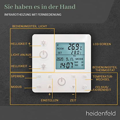 Heidenfeld HF-HP500 Infrarotheizung mit Licht 800W