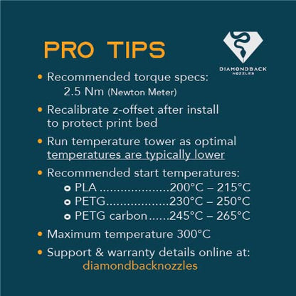 Diamondback 3D-Drucker-Düse – Polykristalliner Diamant 0.4mm