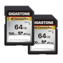 Gigastone 64GB SDXC Speicherkarte 2er-Pack UHS-I U3 V30 100 MB/s für 4K-UHD-Videoaufnahmen