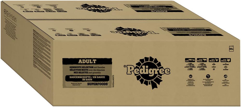 Pedigree Dogcare Hundefutter Chunks in Sosse Adult 84 x 100 g Portionsbeutel