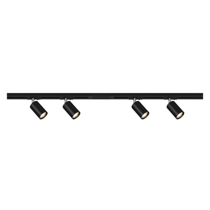 BRILONER Schienensystem Rail Starterset – 4 Spots 1.5m Schwarz. Schwarzes 1.5m Schienensystem mit vier schwenkbaren Spots zur flexiblen, gerichteten Beleuchtung.