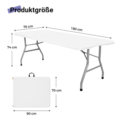 Byliable Klapptisch Falttisch – 180cm Kunststoff Weiss