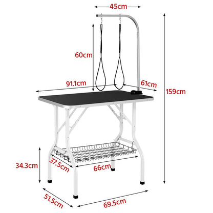 Yaheetech Hundepflegetisch Trimmtisch, faltbar, bis 100 kg, schwarz