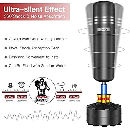 Dripex 175cm Standboxsack Erwachsene – Freistehend mit Saugfuss