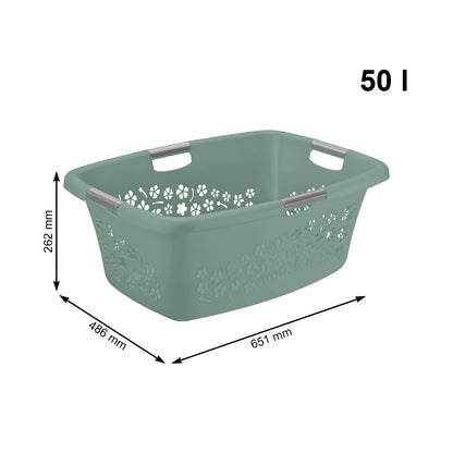 Rotho Flowers Wäschekorb 3er-Set, je 50 l, BPA-frei, grün