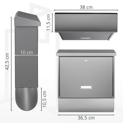 BURG-WÄCHTER AMZ 2500 NI Briefkasten mit Zeitungsfach – Edelstahl