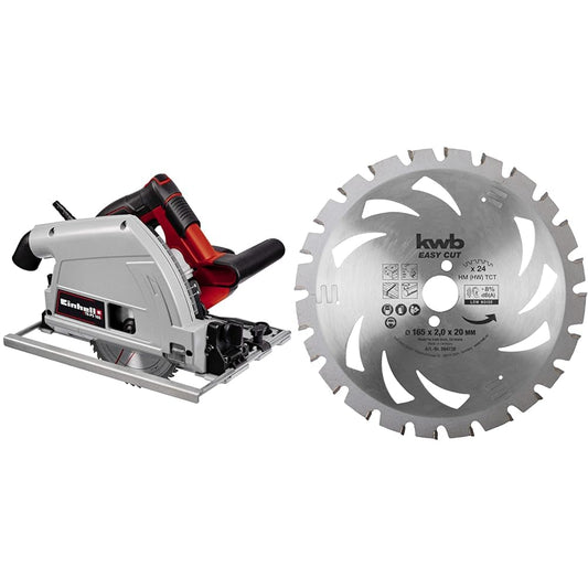 Einhell TE-PS 165 Tauchsäge mit rotem/schwarzem Gehäuse. Für präzise Tauchschnitte in Plattenmaterialien.