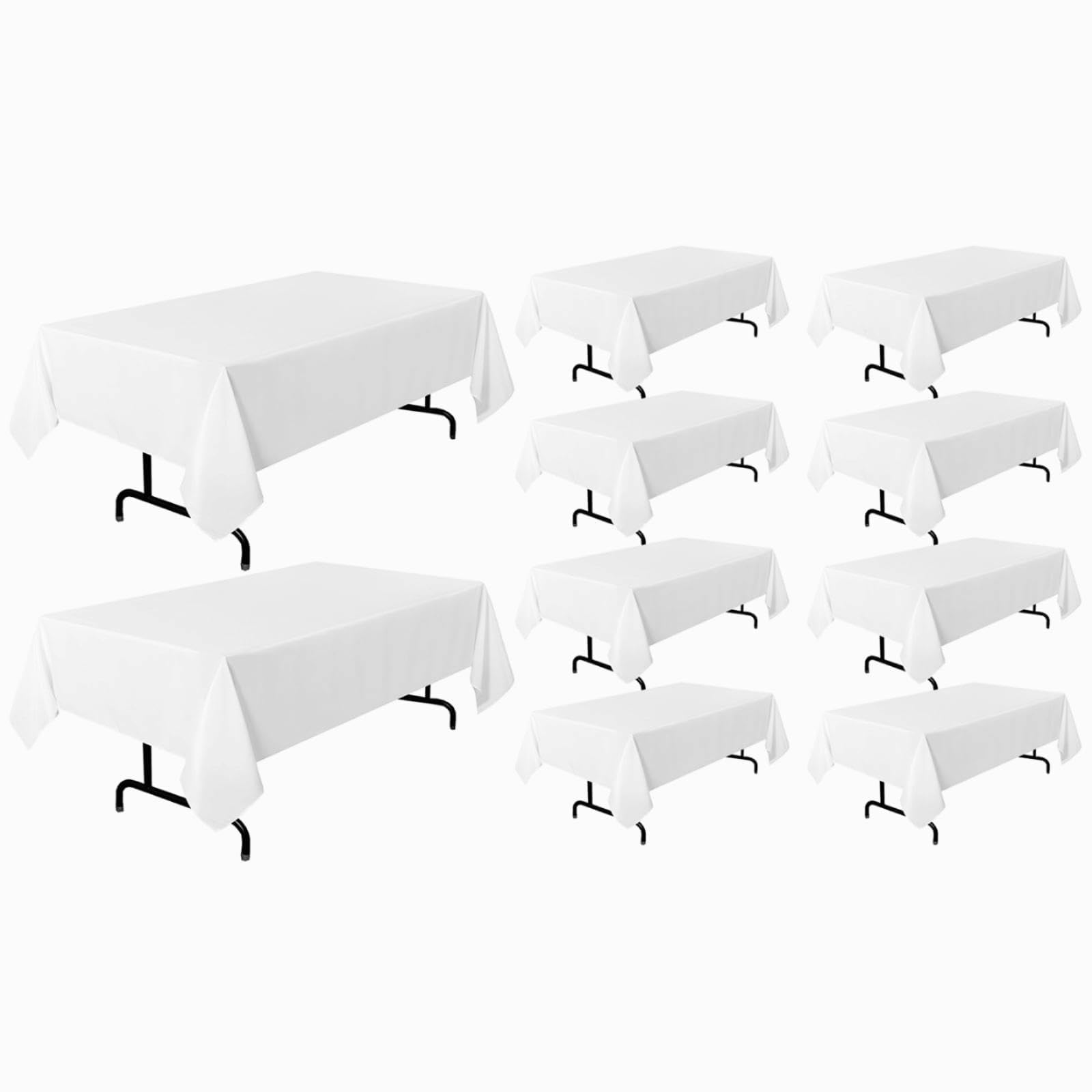 Vnituasr Rechteckig Polyester Tischdecken – 10er-Pack Weiss, 153x260cm. Rechteckige, weisse Polyesterdecke schützt Tische bei Veranstaltungen.