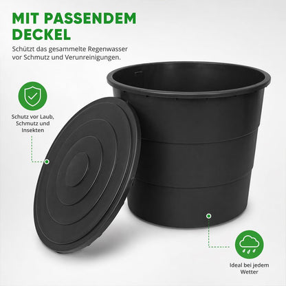 Ondis24 Regentonne XXL 500 L Kunststoff mit Deckel und Auslaufhahn