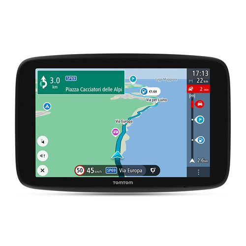 Tomtom GO Camper Max Navi für Wohnwagen & Wohnmobile 7 Zoll, schwarzes Navi. Routenführung nach Fahrzeuggröße.