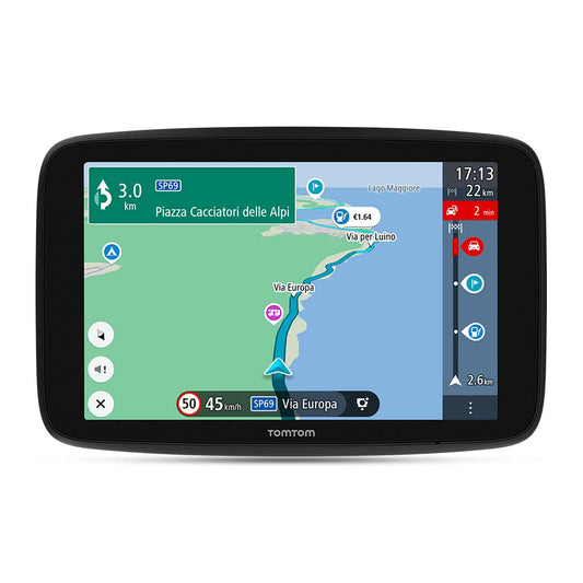 Tomtom GO Camper Max Navi für Wohnwagen & Wohnmobile 7 Zoll, schwarzes Navi. Routenführung nach Fahrzeuggröße.