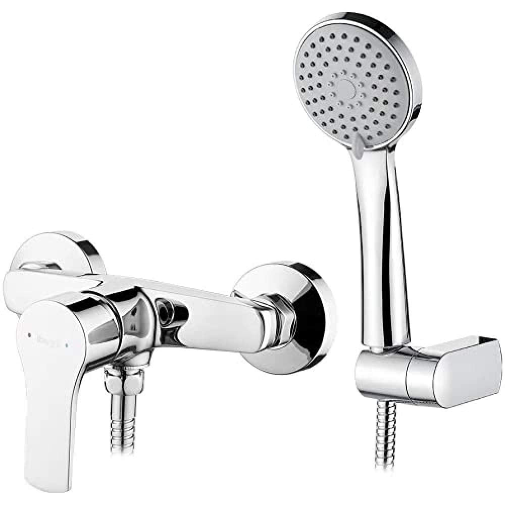 Ibergrif M12057 Dusch-Mischbatterie mit Handbrause, Silber, Einhebelgriff