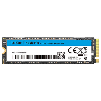 Lexar NM610PRO M.2 NVMe SSD intern - 1TB PCIe Gen3x4. Schwarze, längliche Platine. Dient als internes NVMe-Speichermedium.