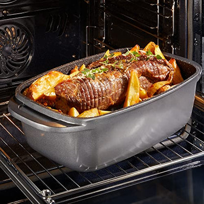 STONELINE Aluguss Bräter 40x22 cm Induktion 5,8L Grau