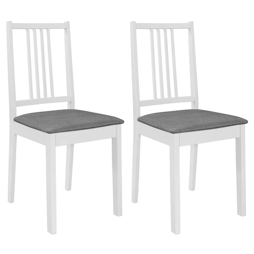 vidaXL Esszimmerstuhl Set – 2 Stk. Weiss Massivholz Gepolstert. Zwei weiße, gepolsterte Massivholzstühle für den Esstisch.