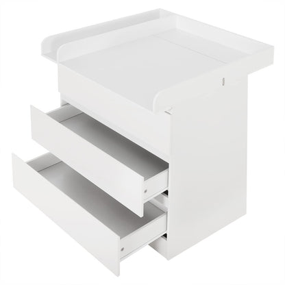 WOLTU Wickelkommode WT010ws mit Wickelaufsatz, 3 Schubladen, weiss