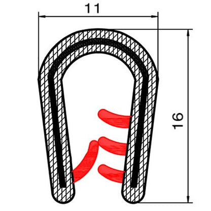 SMI KS3-6S Kantenschutzprofil – Selbstklemmend, 3-6mm PVC Schwarz