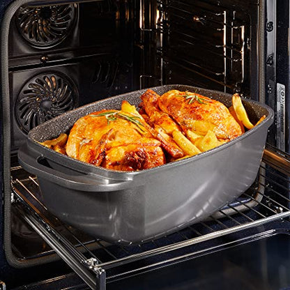 STONELINE Aluguss Bräter Induktion Antihaft – 43x26 cm 8,4L Grau