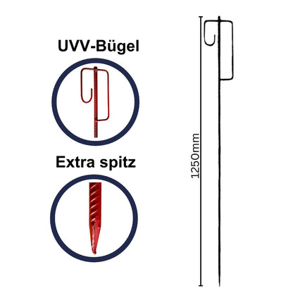 KRUSE Laterneneisen mit UVV-Bügel, Absperrhalter, 125 cm, 10 Stück