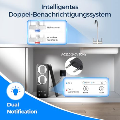 Ecoviva Untertisch Trinkwasser Umkehrosmoseanlage 600 GPD - Schwarz