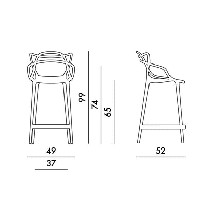 Kartell Masters Stool Hocker in Grau, 65 cm Höhe