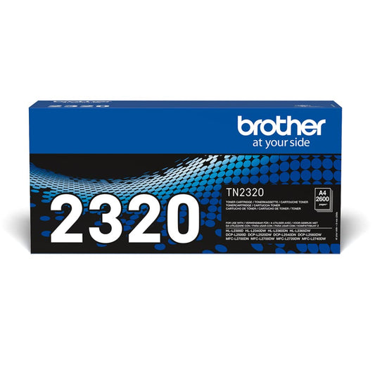 Brother Tonerkassette TN-2320. Schwarze Kassette für Laserdrucker, liefert scharfe schwarze Ausdrucke.