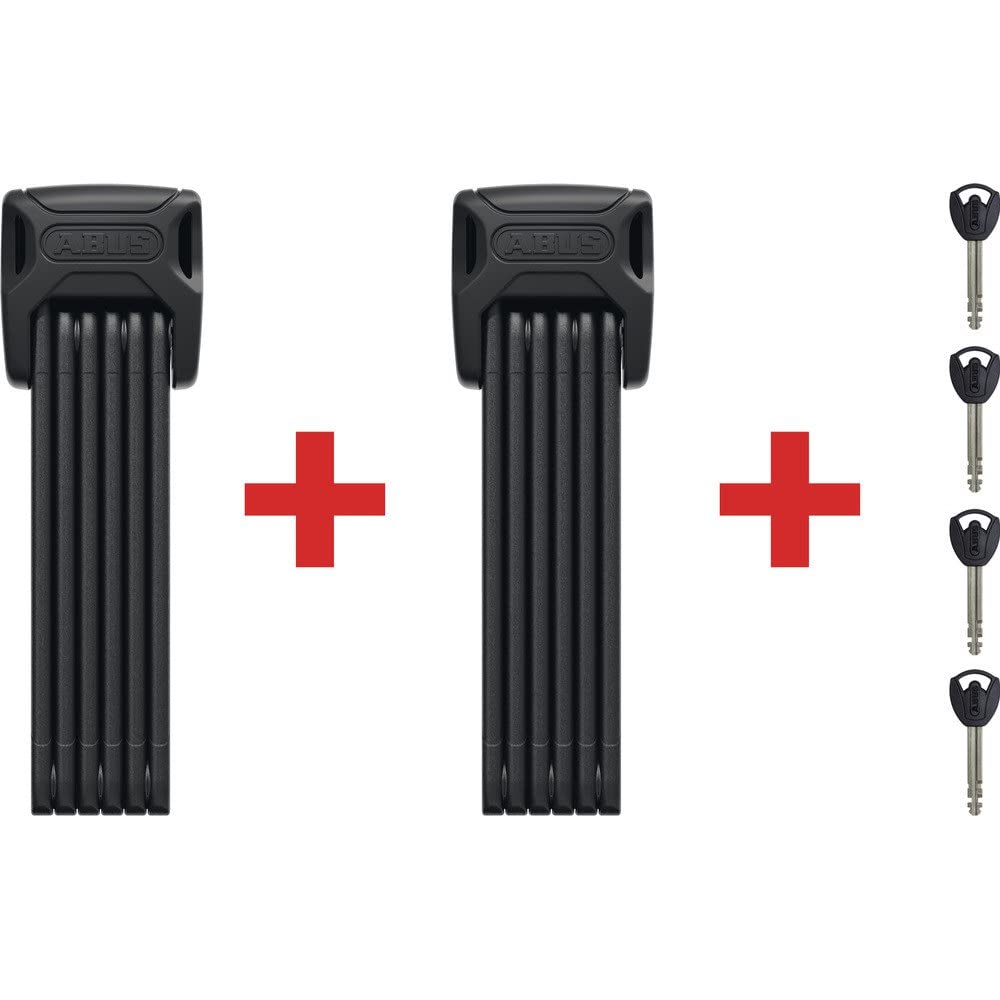 ABUS Faltschloss Bordo 6000K Fahrradschloss – 2er Set Schwarz 90cm: Zwei faltbare 90cm Schlösser sichern Fahrräder.