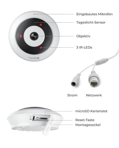 Reolink FE-W 6MP WLAN Fisheye Überwachungskamera Innen