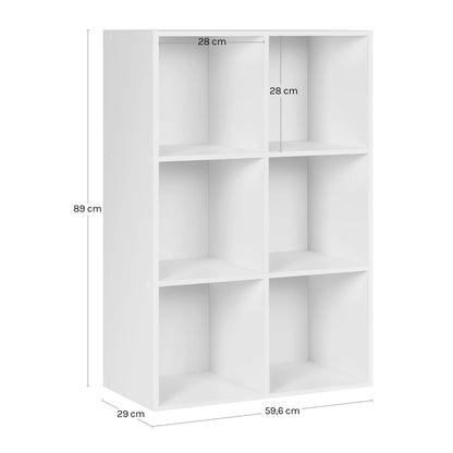 WOLTU Bücherregal mit 6 Würfeln, Standregal weiss, 60 x 89 x 30 cm