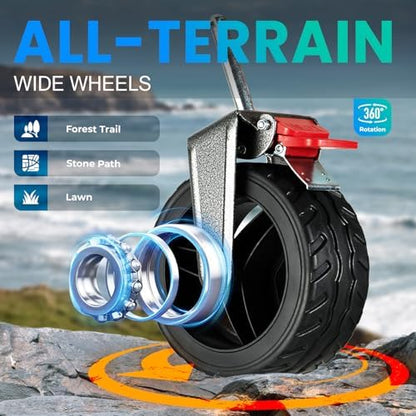 Overmont Klapp-Bollerwagen All-Terrain mit Heckklappe – Blau