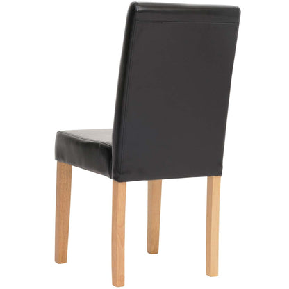 Mendler Littau 4er-Set Esszimmerstuhl Kunstleder Schwarz, helle Beine