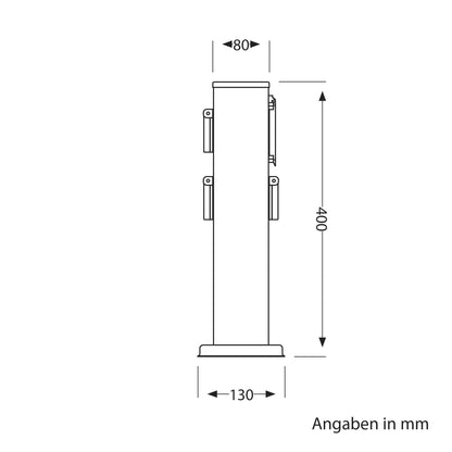 ledscom.de Steckdosensäule Polly, Edelstahl, IP44, Timer, 3-fach