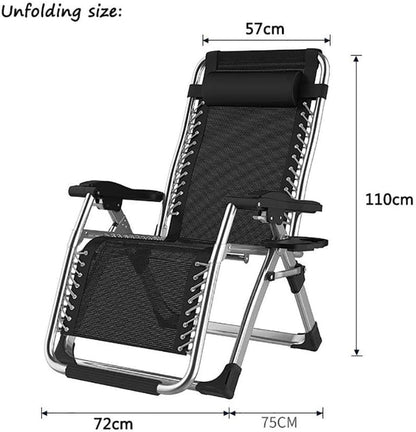 DQCHAIR Sonnenliege Klappbar Gartenliege Extra Gross - Schwarz