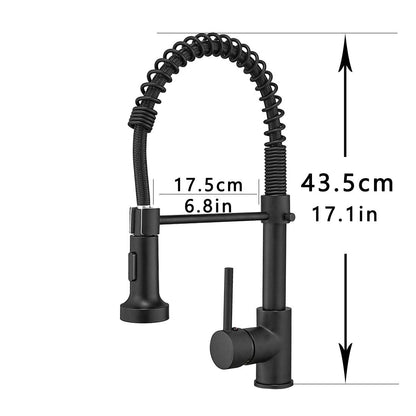TIMACO Küchenarmatur Niederdruck – Schwarz mit Brause