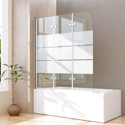 Badewannenaufsatz gestreift 130x140cm 3-teilig faltbar ESG Glas: Gestreifter, 3-teiliger faltbarer Glasaufsatz. Schützt beim Duschen in der Badewanne vor Spritzwasser.