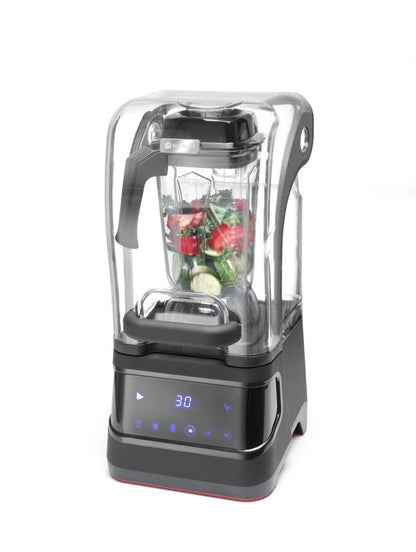 Hendi Profi Standmixer Touch - 2.5L schalldämmend. Silberner Standmixer, 2,5L Krug. Geräuscharmes Pürieren und Mixen von Speisen.