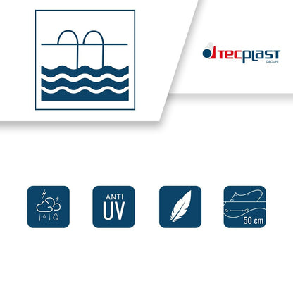 TECPLAST PO155RD Poolabdeckung rund - 6.20m f. 5.4m Pool, Abflussnetz