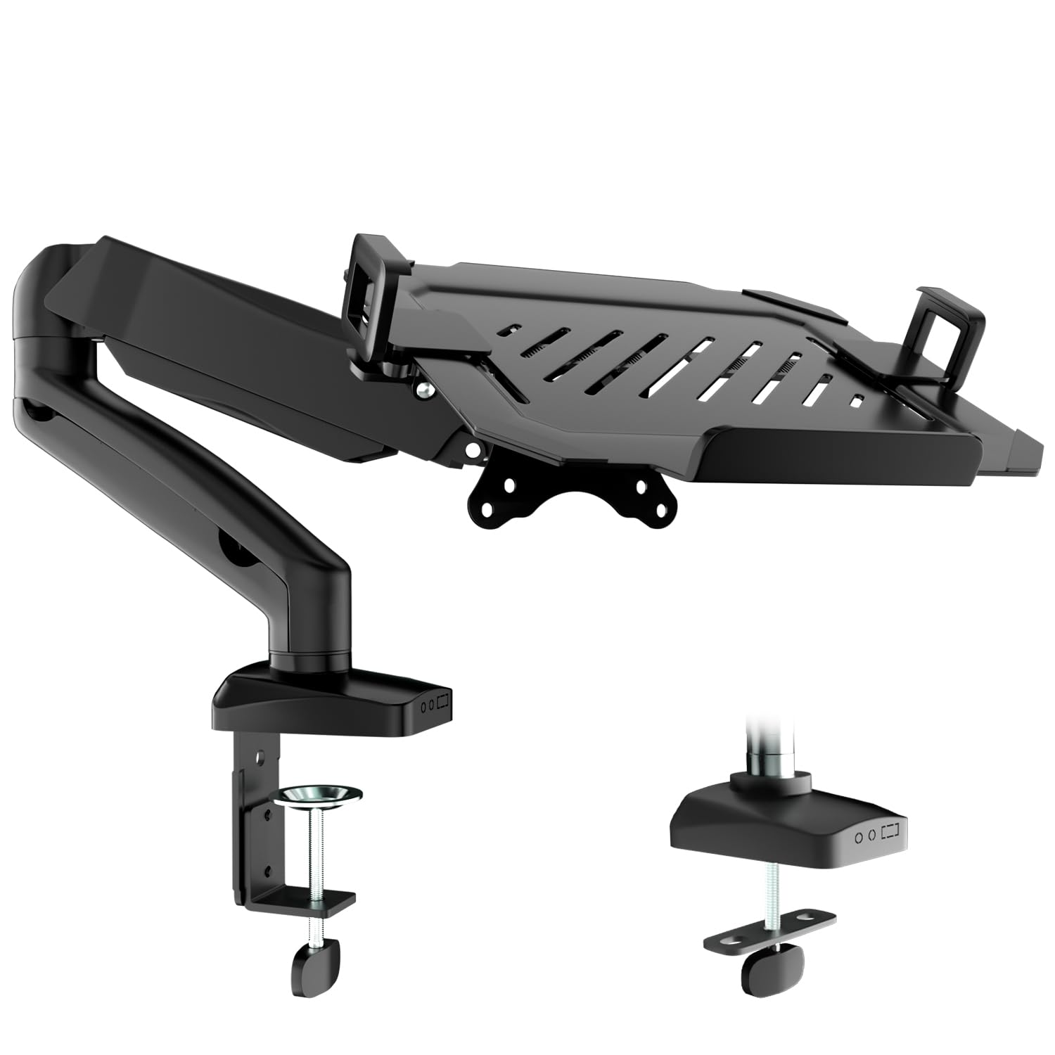 PUTORSEN Monitor Arm Laptop Halterung – 17-32" Monitor, 17" Laptop. Tischmontage, flexibel höhenverstellbar.